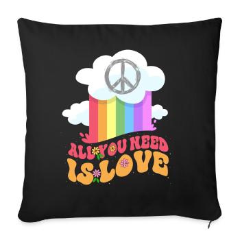 Tout ce dont vous avez besoin, c’est d’aimer la paix - Housse de coussin décorative 45 x 45 cm - noir - Devant