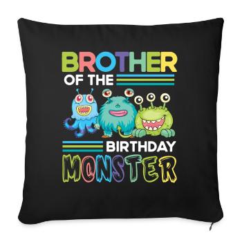 Frère de la famille des monstres d’anniversaire frères et sœurs - Housse de coussin décorative 45 x 45 cm - noir - Devant