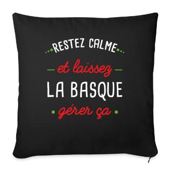 Idée cadeau Basque, humour région citations couple - Housse de coussin décorative 45 x 45 cm - noir - Devant