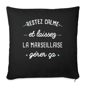 Marseille idée cadeau couple région Marseillaise - Housse de coussin décorative 45 x 45 cm - noir - Devant