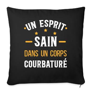 Musculation Sport. Citation Sportif Drôle Original - Housse de coussin décorative 45 x 45 cm - noir - Devant