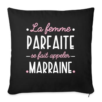 Marraine idée cadeau humour citations famille - Housse de coussin décorative 45 x 45 cm - noir - Devant