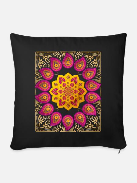 Paisley-Mandala, Paisley Muster, Vintage-Paisley - Sofakissenbezug 45 x 45 cm - Schwarz