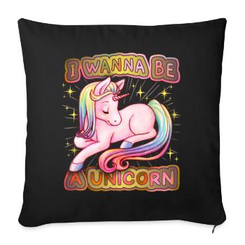 Cute unicorn unicorn, kawaii unicorn saying - Sofa pillowcase 17,3'' x 17,3'' (45 x 45 cm) - black - Front