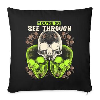 Conception du crâne avec un dicton amusant, 3 crânes - Housse de coussin décorative 45 x 45 cm - noir - Devant