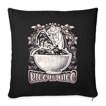Rice, rice bowl, rice farmer, saying - Sofa pillowcase 17,3'' x 17,3'' (45 x 45 cm) - black - Front
