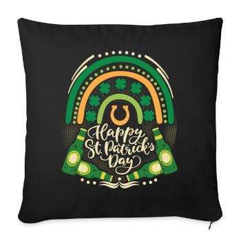 St Patricks Day Biertrinker, irisch, Regenbogen - Sofakissenbezug 45 x 45 cm - Schwarz - Vorne