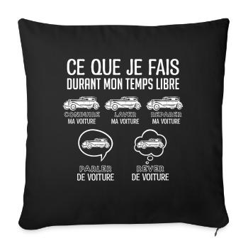 Voiture cadeau fan de voiture | Voiture vintage - Housse de coussin décorative 45 x 45 cm - noir - Devant