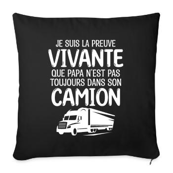 Papa chauffeur de camion fan de camion - Housse de coussin décorative 45 x 45 cm - noir - Devant