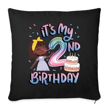 It's my 2nd birthday Melanin Kid Juneteenth - Sofa pillowcase 17,3'' x 17,3'' (45 x 45 cm) - black - Front