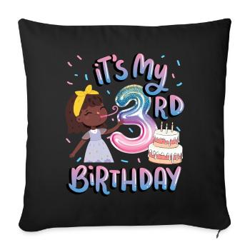 It's My 3rd Birthday Melanin Kid Juneteenth - Sofa pillowcase 17,3'' x 17,3'' (45 x 45 cm) - black - Front