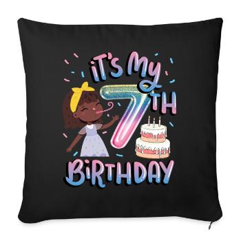 It's my 7th birthday Melanin Kid Juneteenth - Sofa pillowcase 17,3'' x 17,3'' (45 x 45 cm) - black - Front