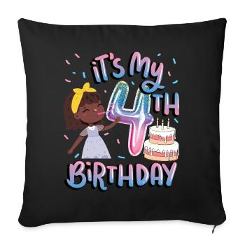 It's My 4th Birthday Melanin Kid Juneteenth - Sofa pillowcase 17,3'' x 17,3'' (45 x 45 cm) - black - Front