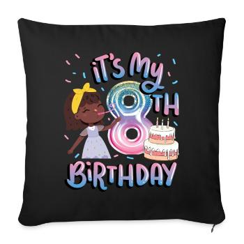 It's My 8th Birthday Melanin Kid Juneteenth - Sofa pillowcase 17,3'' x 17,3'' (45 x 45 cm) - black - Front