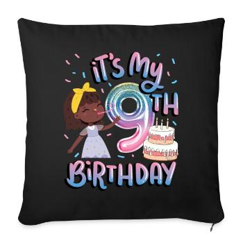 It's my 9th birthday Melanin Kid Juneteenth - Sofa pillowcase 17,3'' x 17,3'' (45 x 45 cm) - black - Front