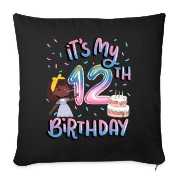 It's my 12th birthday Melanin Kid Juneteenth - Sofa pillowcase 17,3'' x 17,3'' (45 x 45 cm) - black - Front