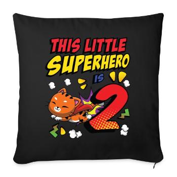 Ce petit super-héros est 2 propriétaires de chat 2. - Housse de coussin décorative 45 x 45 cm - noir - Devant