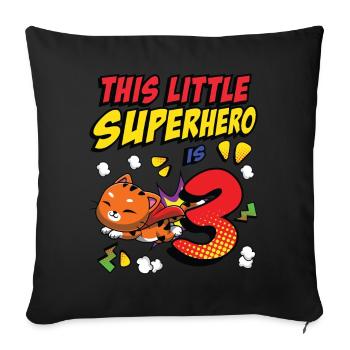 Ce petit super-héros est 3 propriétaires de chat 3. - Housse de coussin décorative 45 x 45 cm - noir - Devant