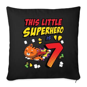Ce petit super-héros est 7 propriétaire de chat 7. - Housse de coussin décorative 45 x 45 cm - noir - Devant