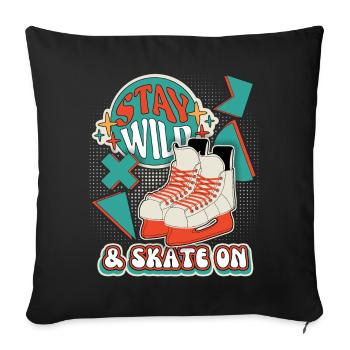 Patinage rétro, patinage sur glace, patinage sur glace - Housse de coussin décorative 45 x 45 cm - noir - Devant