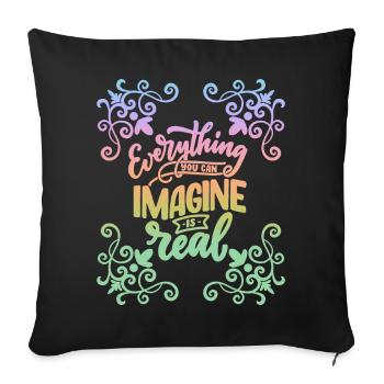 Dicton motivant, inspirant, arc-en-ciel - Housse de coussin décorative 45 x 45 cm - noir - Devant