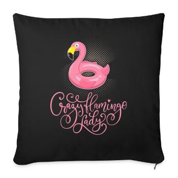 Crazy-Flamingo-Lady funny saying, calligraphy - Sofa pillowcase 17,3'' x 17,3'' (45 x 45 cm) - black - Front