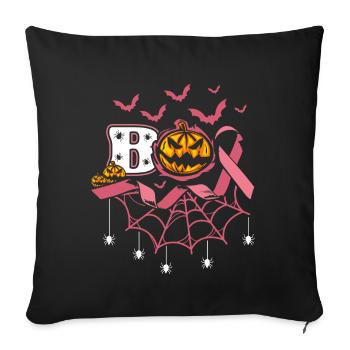Boo Spooky Halloween Pumpkin Bats Pink - Sofa pillowcase 17,3'' x 17,3'' (45 x 45 cm) - black - Front