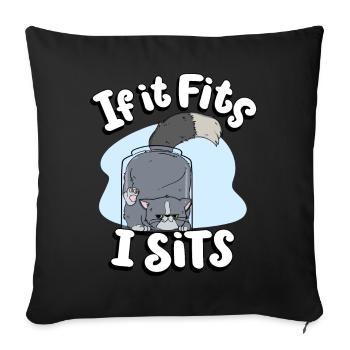If It Fits I Sits Cute Canister Cat Fitness - Sofa pillowcase 17,3'' x 17,3'' (45 x 45 cm) - black - Front