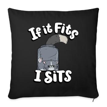 If It Fits I Sits Cute Canister Cat Fitness - Sofa pillowcase 17,3'' x 17,3'' (45 x 45 cm) - black - Front