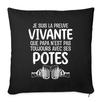 Bière | papa aime la bière - Housse de coussin décorative 45 x 45 cm - noir - Devant
