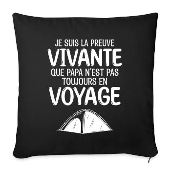 Papa voyageur | papa aime le voyage - Housse de coussin décorative 45 x 45 cm - noir - Devant