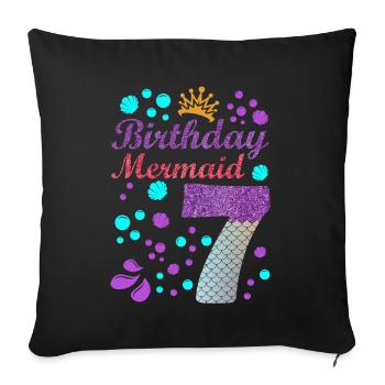 Birthday Mermaid 7 Shell Summer Vibe 7 - Sofa pillowcase 17,3'' x 17,3'' (45 x 45 cm) - black - Front