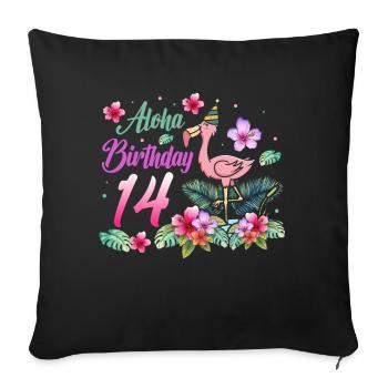Aloha Birthday 14 Flamingo Bird 14th Birthday - Sofa pillowcase 17,3'' x 17,3'' (45 x 45 cm) - black - Front