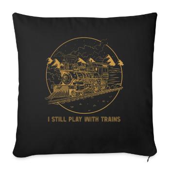 Je joue toujours avec les conducteurs de locomotives de trains - Housse de coussin décorative 45 x 45 cm - noir - Devant