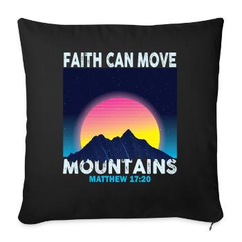 La foi chrétienne peut déplacer des montagnes Jésus-Christ - Housse de coussin décorative 45 x 45 cm - noir - Devant