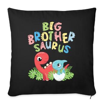 Big brother Saurus siblings Herbivore - Sofa pillowcase 17,3'' x 17,3'' (45 x 45 cm) - black - Front
