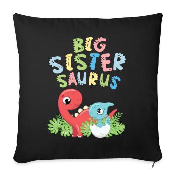 Big sister Saurus siblings Herbivore - Sofa pillowcase 17,3'' x 17,3'' (45 x 45 cm) - black - Front