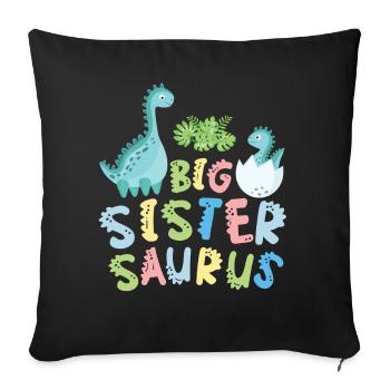 Big sister Saurus siblings Herbivore - Sofa pillowcase 17,3'' x 17,3'' (45 x 45 cm) - black - Front