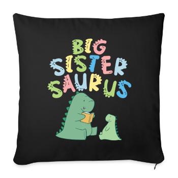 Big sister Saurus siblings Herbivore - Sofa pillowcase 17,3'' x 17,3'' (45 x 45 cm) - black - Front