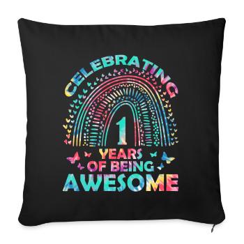 Célébrez 1 an d’anniversaire génial - Housse de coussin décorative 45 x 45 cm - noir - Devant
