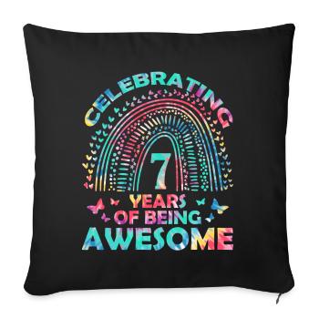 We celebrate 7 years "awesome" birthday - Sofa pillowcase 17,3'' x 17,3'' (45 x 45 cm) - black - Front