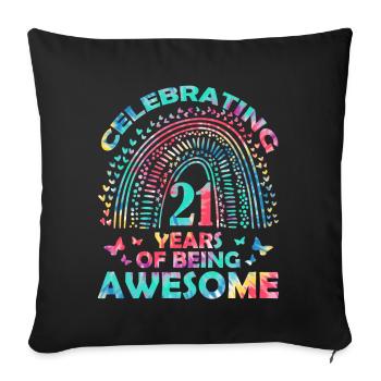 Nous célébrons 21 ans « génial papillon d’anniversaire » - Housse de coussin décorative 45 x 45 cm - noir - Devant
