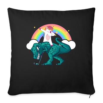Dabbing Unicorn Riding T Rex Boys Girls Halloween - Sofakissenbezug 45 x 45 cm - Schwarz - Vorne
