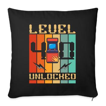 Level 40 Unlocked Arcade Machine Gamer 40. - Sofa pillowcase 17,3'' x 17,3'' (45 x 45 cm) - black - Front