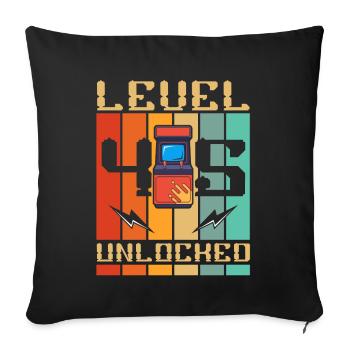 Level 45 Unlocked Arcade Machine Gamer 45. - Sofa pillowcase 17,3'' x 17,3'' (45 x 45 cm) - black - Front