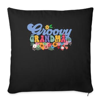 Groovy Grandma Jardin Plantes Fleurs Décorations Florales - Housse de coussin décorative 45 x 45 cm - noir - Devant