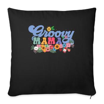Groovy Mama Garden Plant Fleurs Décoration Florale - Housse de coussin décorative 45 x 45 cm - noir - Devant