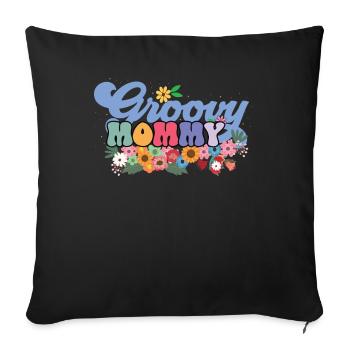 Groovy Mommy Garden Plant Fleurs Décoration Florale - Housse de coussin décorative 45 x 45 cm - noir - Devant
