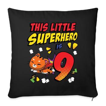 Ce petit super-héros c’est 9 propriétaires de chats 9. - Housse de coussin décorative 45 x 45 cm - noir - Devant