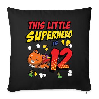 Ce petit super-héros est 12 propriétaires de chats 12. - Housse de coussin décorative 45 x 45 cm - noir - Devant